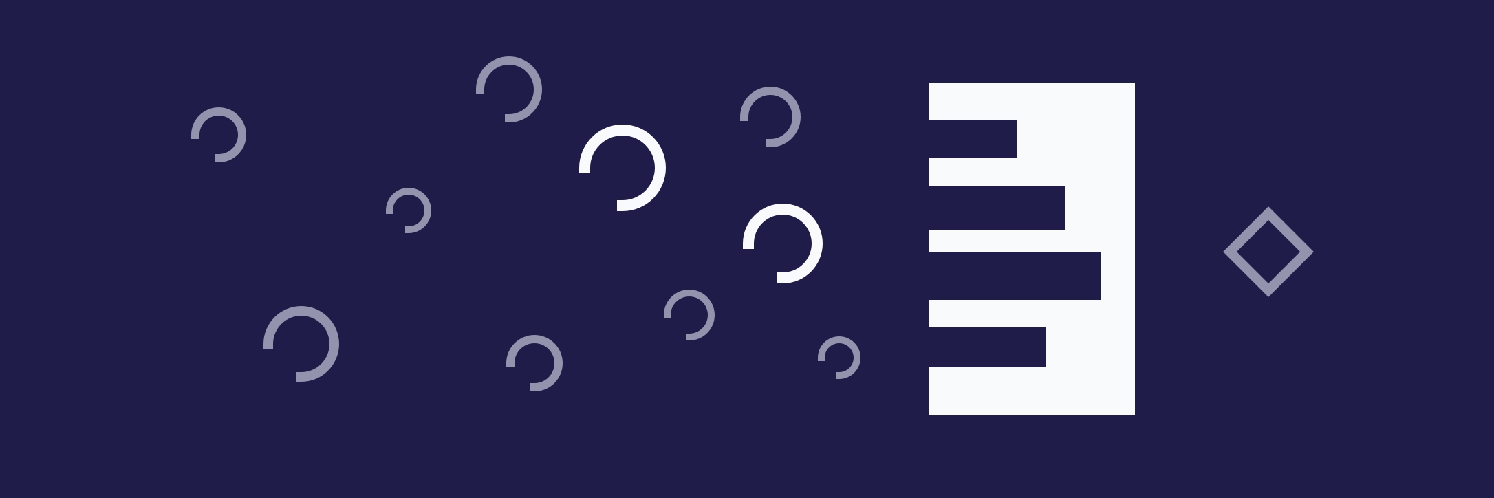 Ten open decision marks narrow towards one white bottleneck form, with a quieter route continuing beyond it.