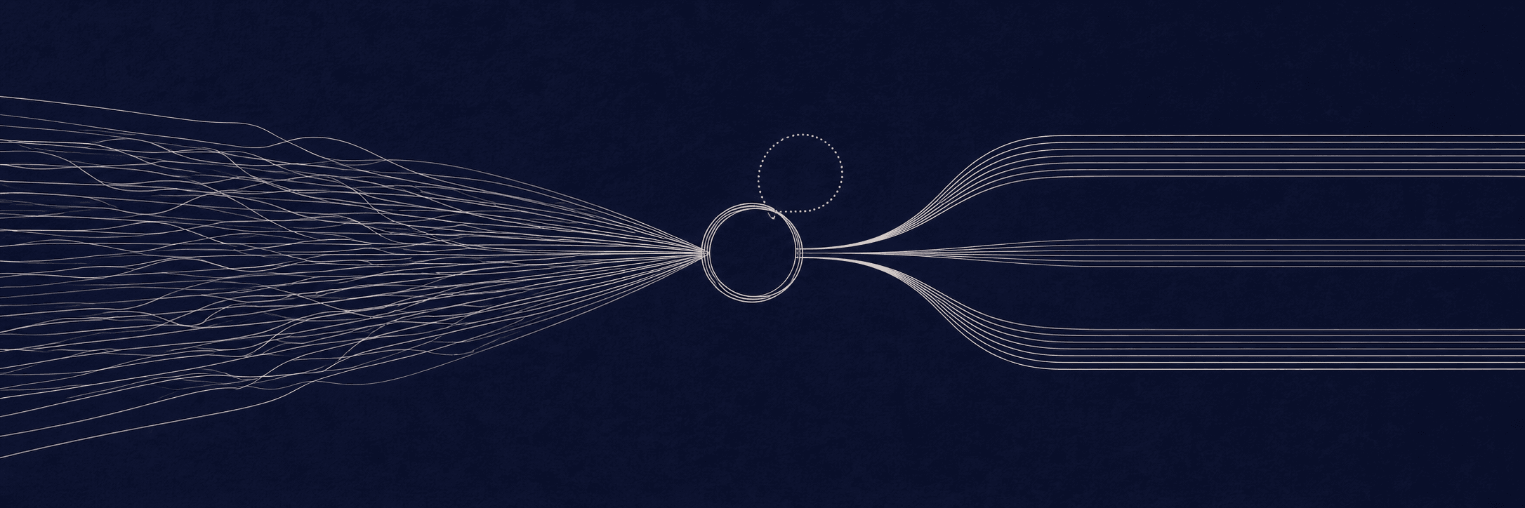 A founder at the centre of many tangled task lines while one clear ownership lane removes a whole block of work.