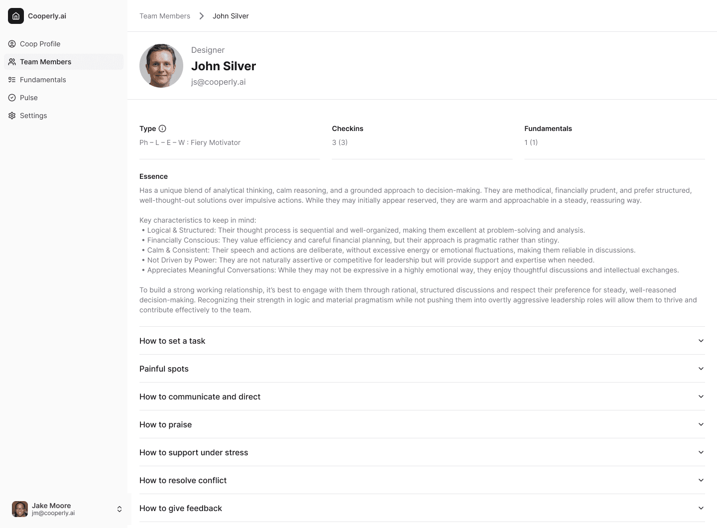 Cooperly Coop Profile screen